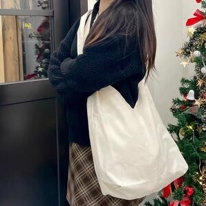 Handmade Canvas White Shoulder Bag